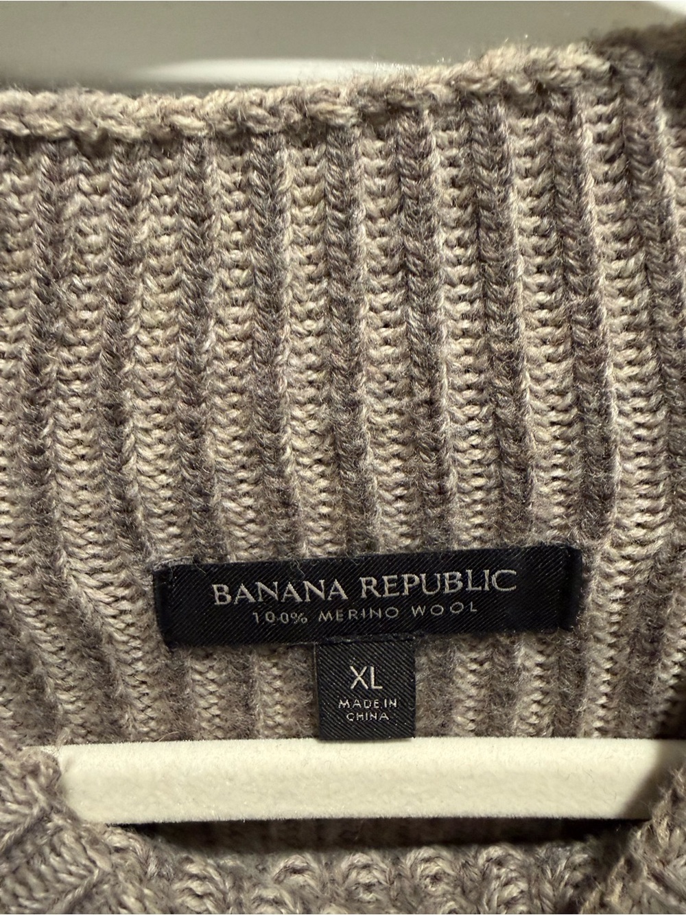 Banana Republic Ribbed Merino Wool Sweater in Taupe Heather